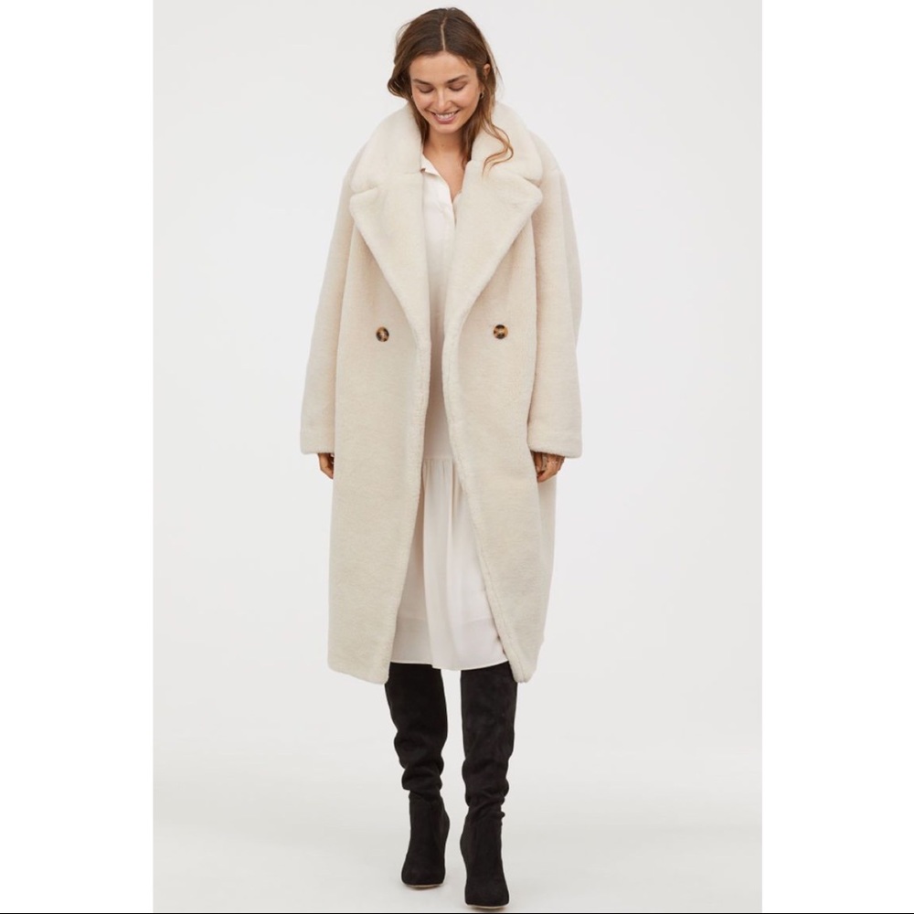 H&M Faur Fur Coat White 2